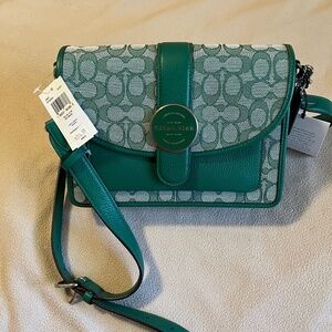 Coach Lonnie Crossbody In Signature Jacquard Green: NWT